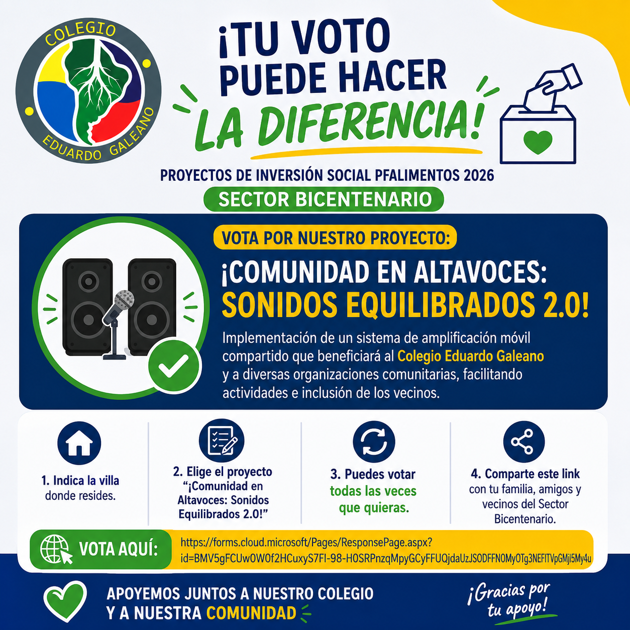 Invitación a votar por el Proyecto de Amplificación 2.0